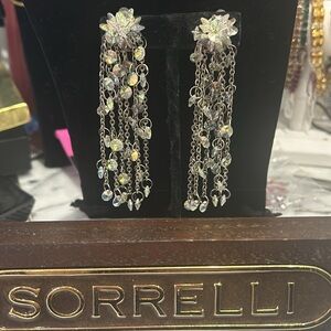 Vintage Sorrelli Aurora Borealis Crystal & Chains Dangle Earrings-Boutique
